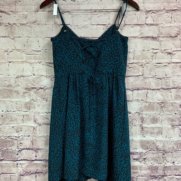 Dolce Vita Turquoise Black Animal Print Sleeveless Evening Dress - Picture 5 of 8